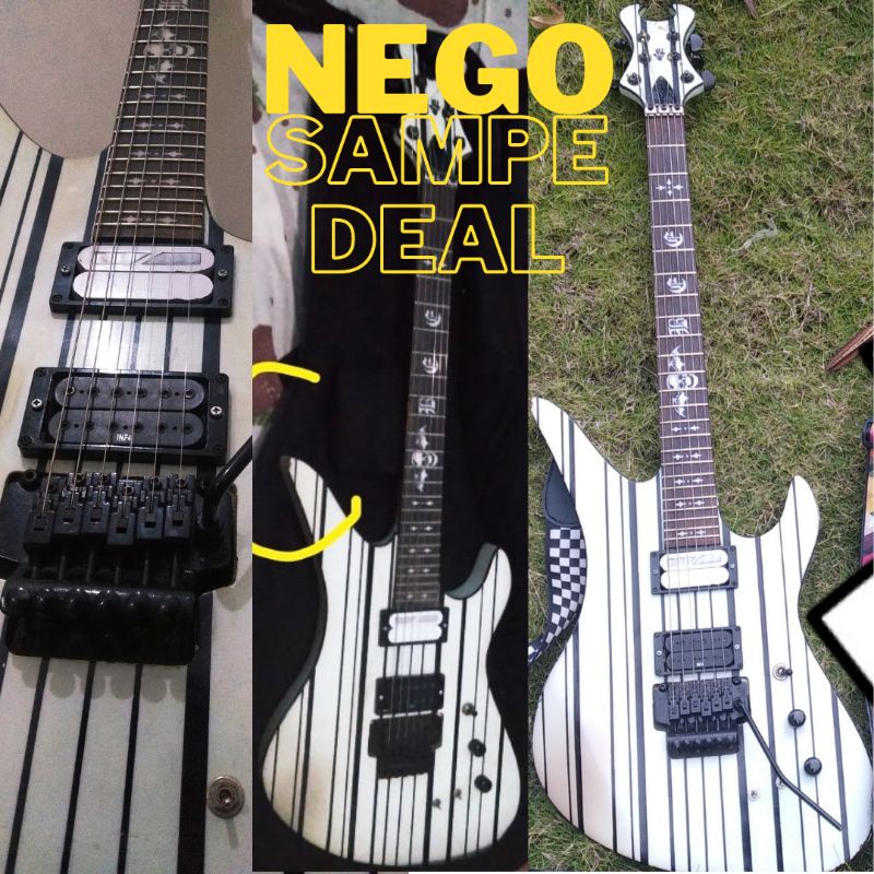 Schecter Synyster Gates Custom Sustainiac - White w black stripes