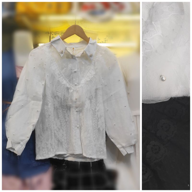 ATASAN KEMEJA BLOUSE BROKAT REMAJA WANITA IMPORT