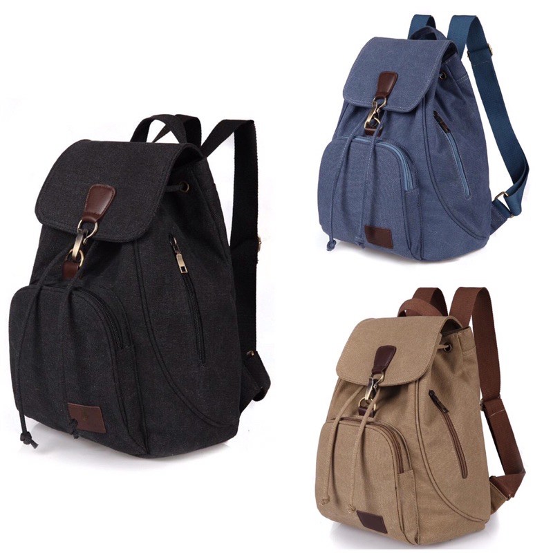 Tas Wanita Kanvas Ransel Laptop Gh-bag Tas Unisex Tas Sekolah Siswa Besar Laptop Ransel Serut Ransel