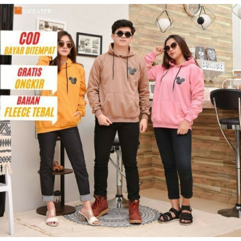 sweater hello kitty hudi pria wanita hoodie polos cewek bahan tebal
