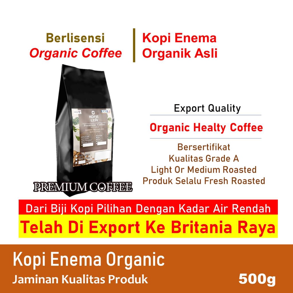 

Kopi Enema Organik Light / Medium Roasted Grinding Coarse coffee Detox Kualitas Terbaik Dari Biji Grean Bean Pilihan Menjaga Kesehatan Organ Pencernaan Usus Detox Racun Tubuh Sehat Alami Dengan Organic Healtycaff Coffee Premium