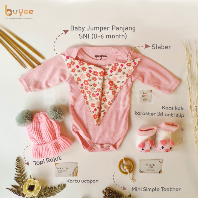 Premium Baby Hampers Buyee.gift | Kado Lahiran Bayi | Baby Gift Set | Parcel Baby Newborn-Star pink