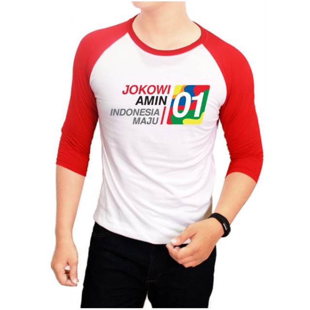 Kaos Jokowi Amin | Kaos Jokowi Murah | Kaos Raglan | #01indonesiamaju | Kaos Relawan Jokowi