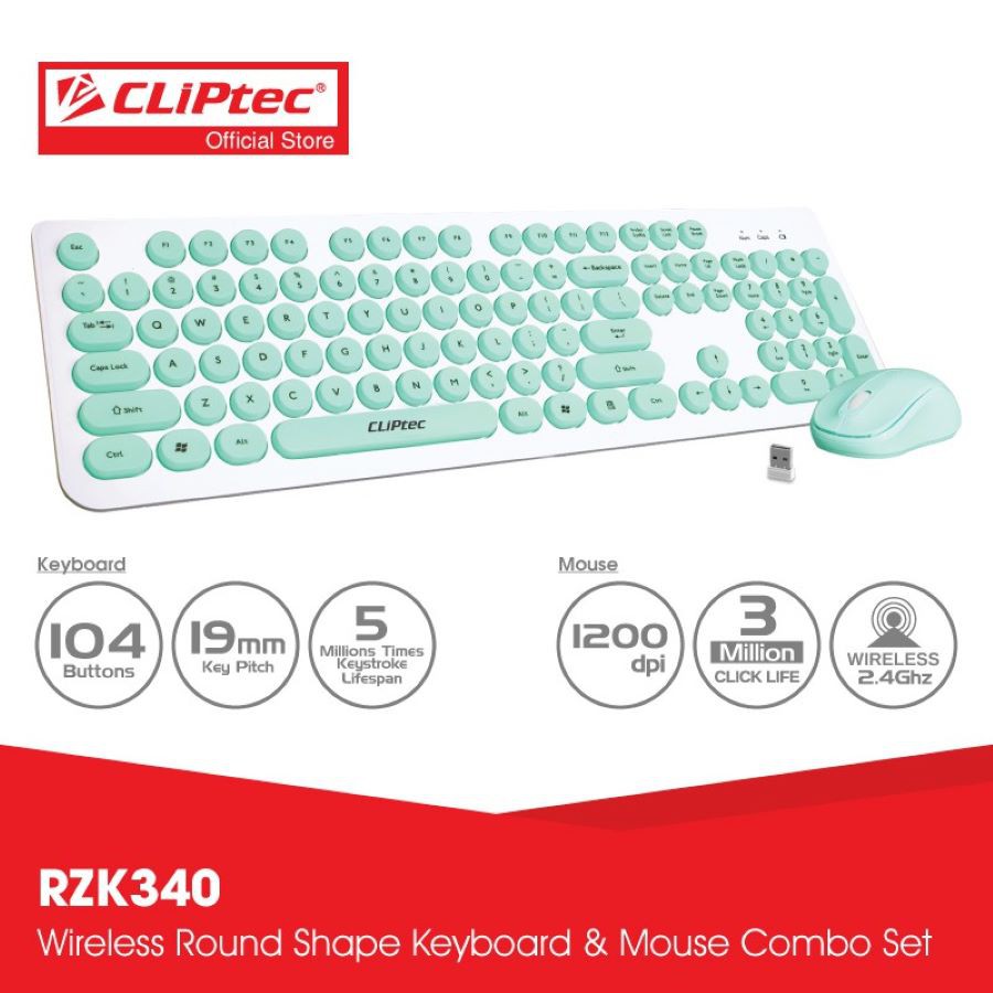 Keyboard mouse wireless cliptec young air rzk340 combo colour original - Clptec rzk340