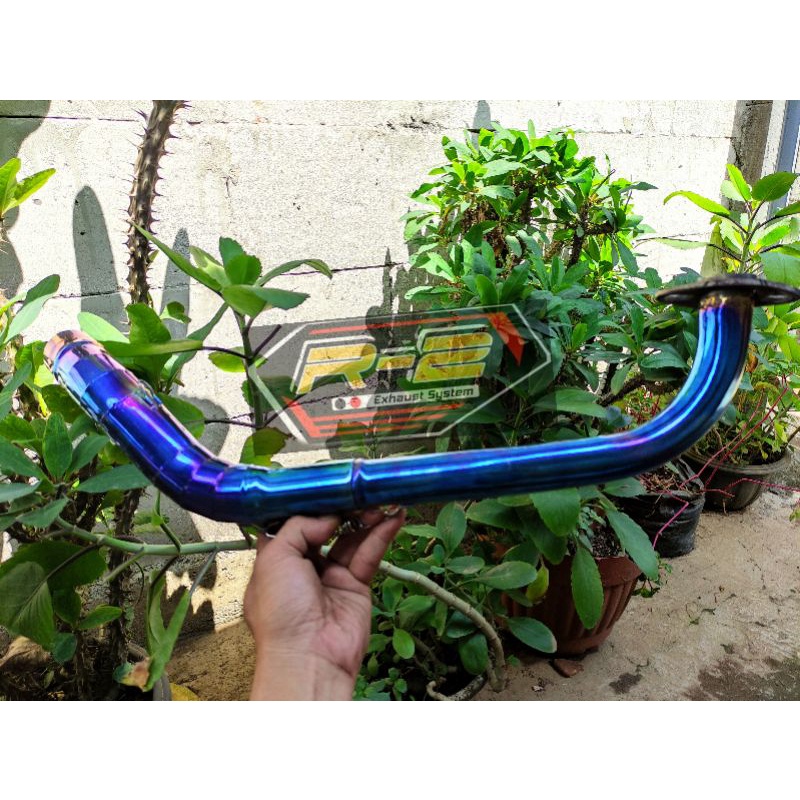 leher header knalpot blue inlet 38 aerox, lexi inlet38