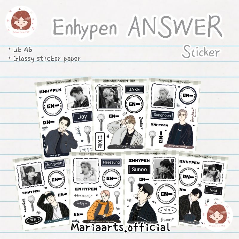 

Mariaarts - Enhypen Answer Sticker| sticker kpop boyfie set tumblr aesthetic stiker case hp kpop