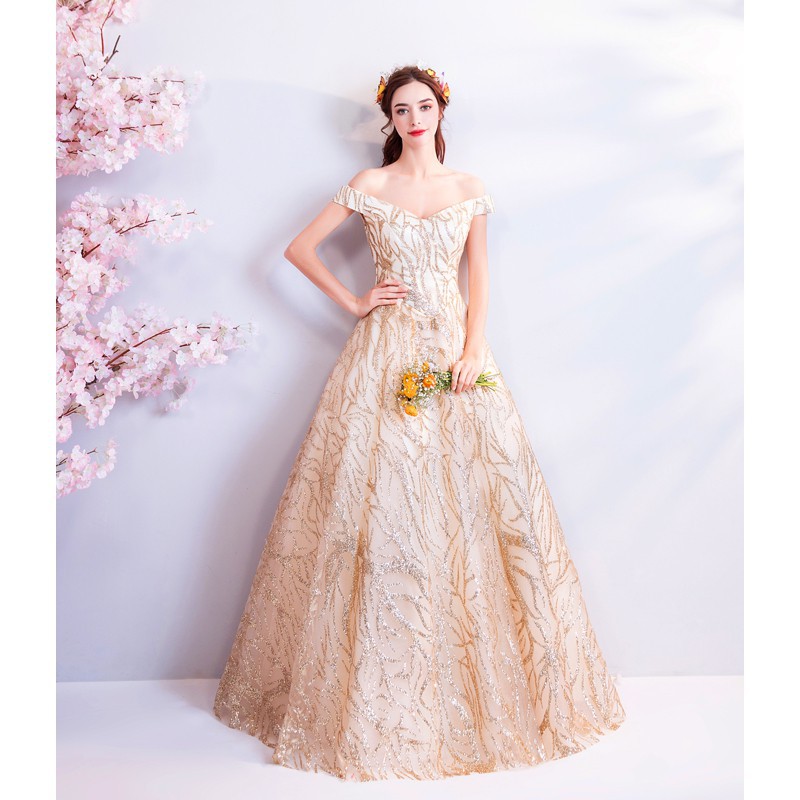 dress warna merah gold