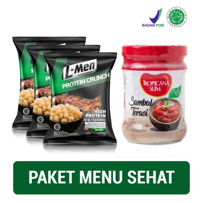 

Jual L-Men Protein Crunch Bbq Beef 20G (3Pcs) & Tropicana Slim Sambal 200Gr