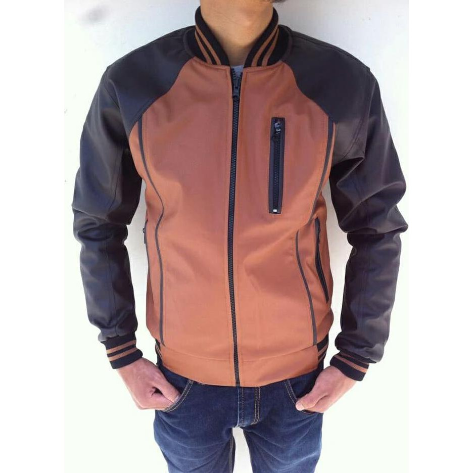 Jaket Pria Kulit Baseball Varsity Uk M L Xl Warna Coklat Base Ball .Deevagrosir.Olshop
