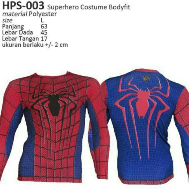 Kaos kostum superhero bodyfit Spiderman