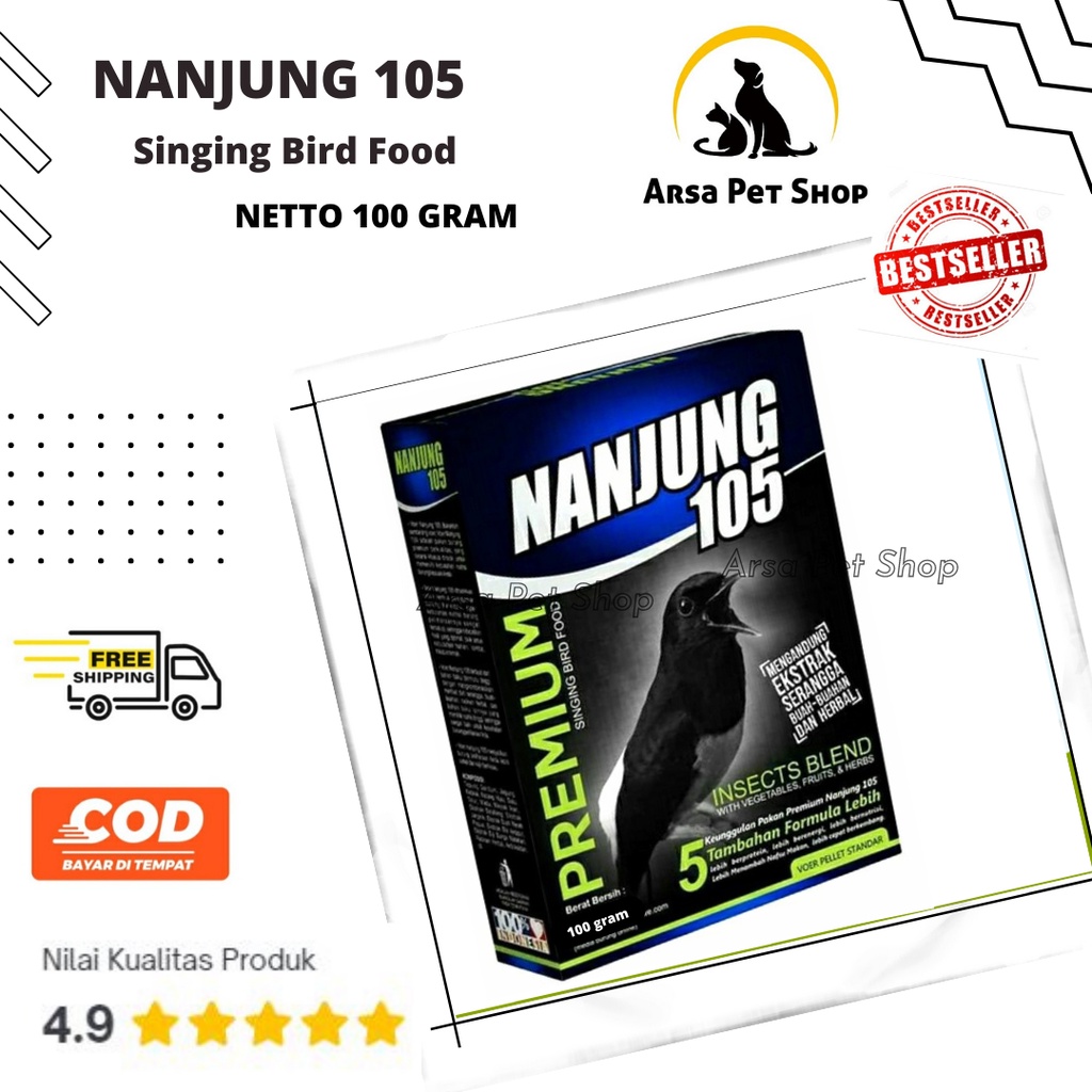 Nanjung 105 Voer Premium Ebod Jaya 100 Gram Pakan Burung Berkicau