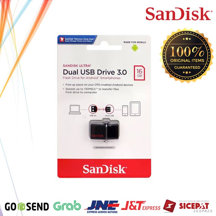 Flashdisk Sandisk OTG Ultra DualDrive 16GB USB 3.0 Resmi Original