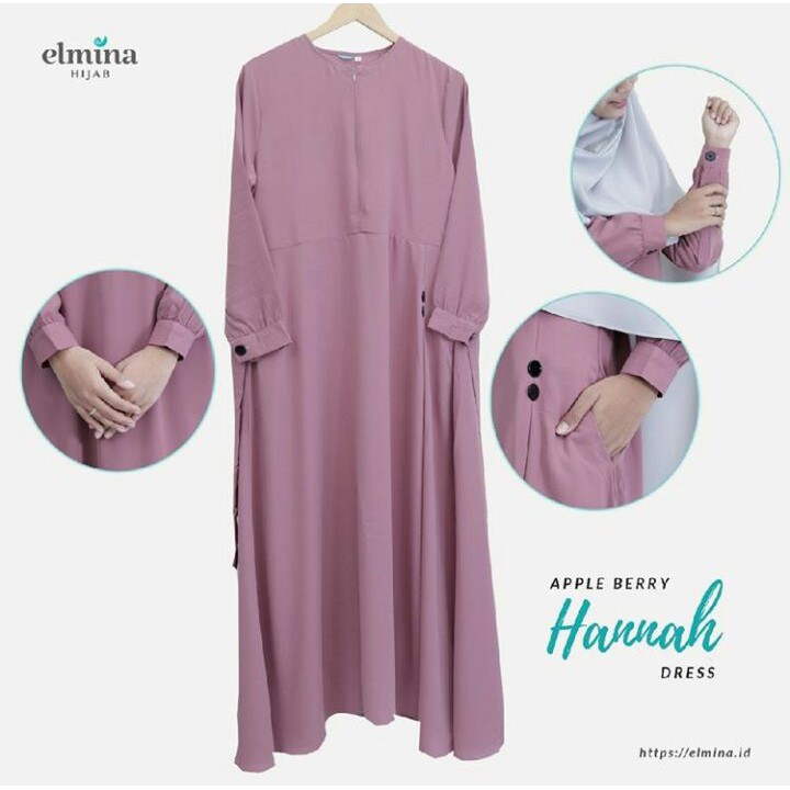 Gamis Syari Muslimah - Hannah Dress by Elmina - Gamis Busui - Gamis Polos - Gamis Premium