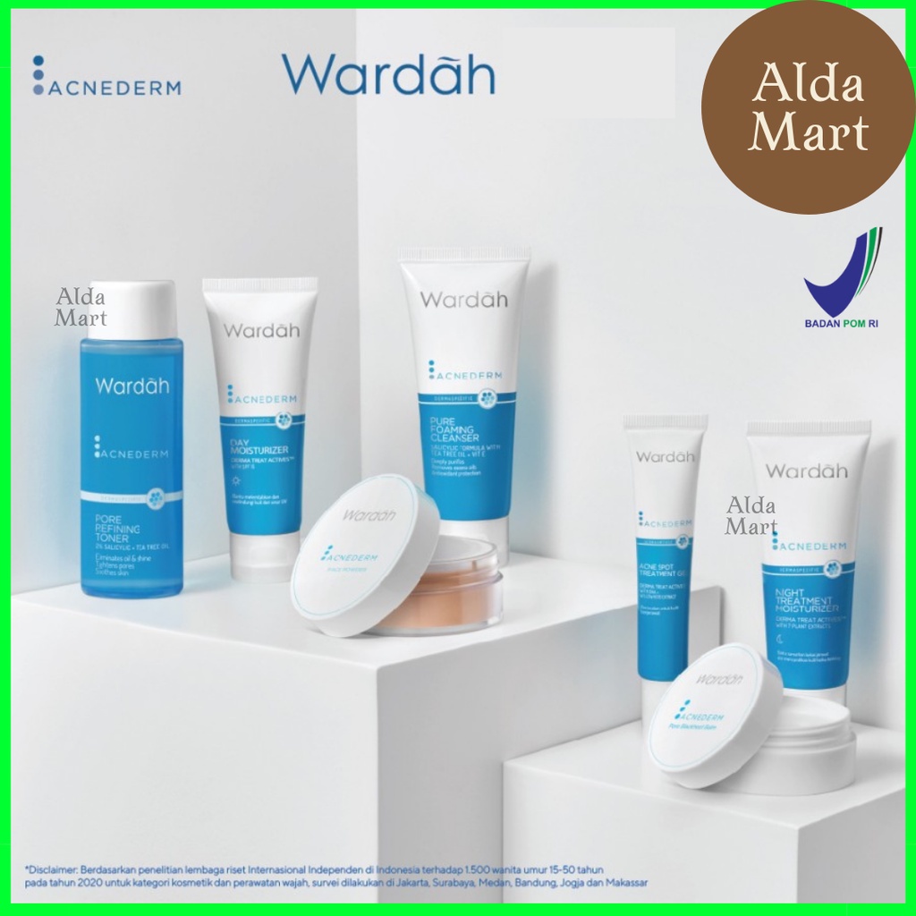 Wardah Acnederm Acne Series | Serum Cleanser Toner Moisturizer Spot Gel Blackhead Balm Powder