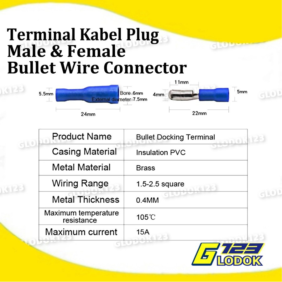 Bullet Wire Connector Terminal Plug Cucuk Kabel Quick Cable Crimp