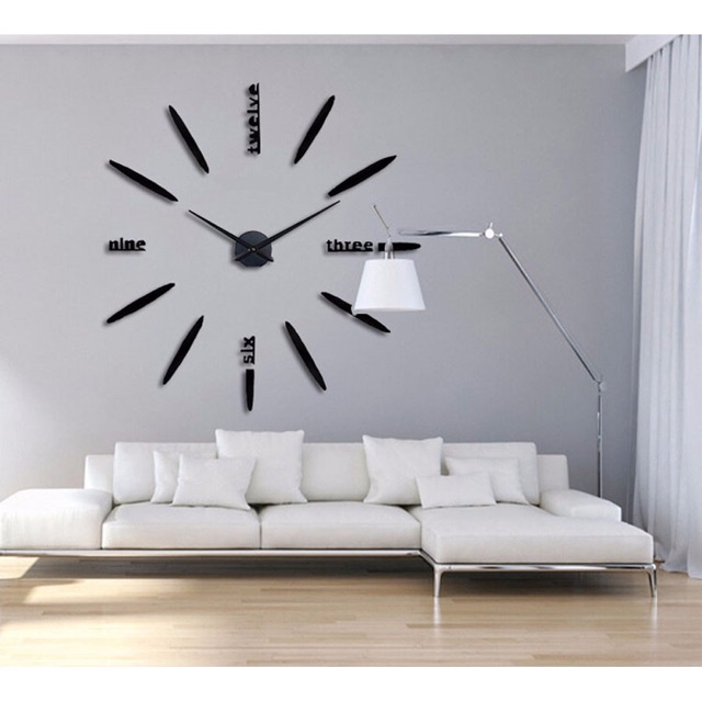 Jam Dinding Besar DIY Giant Wall Clock Quartz Creative Design diameter 80-130cm - Black