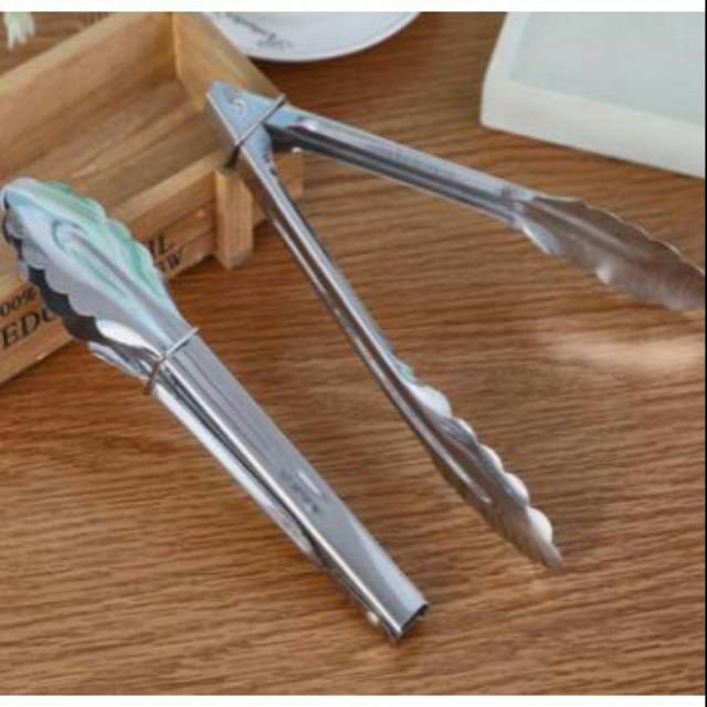 [17cm] Penjepit makanan/capitan makanan sayur gorengan/tongs stainless steel anti karat