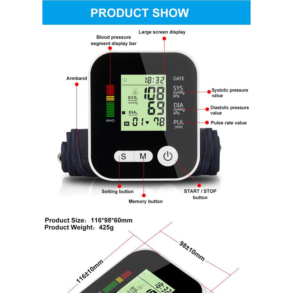 Tensimeter Digital Alat Cek Pengukur Tekanan Tensi Darah Otomatis Blood Pressure Monitor