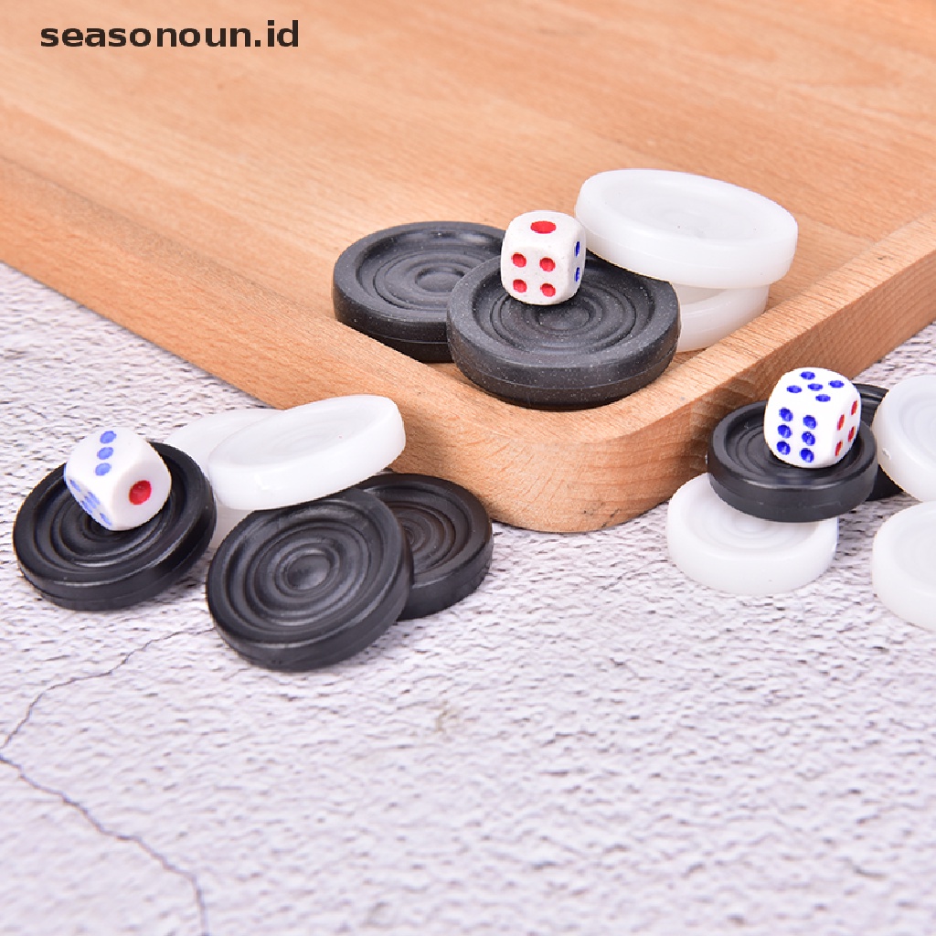 (seasonoun) 1 Set Papan Permainan Catur Backgammon / Drafts / Checkers Untuk Anak