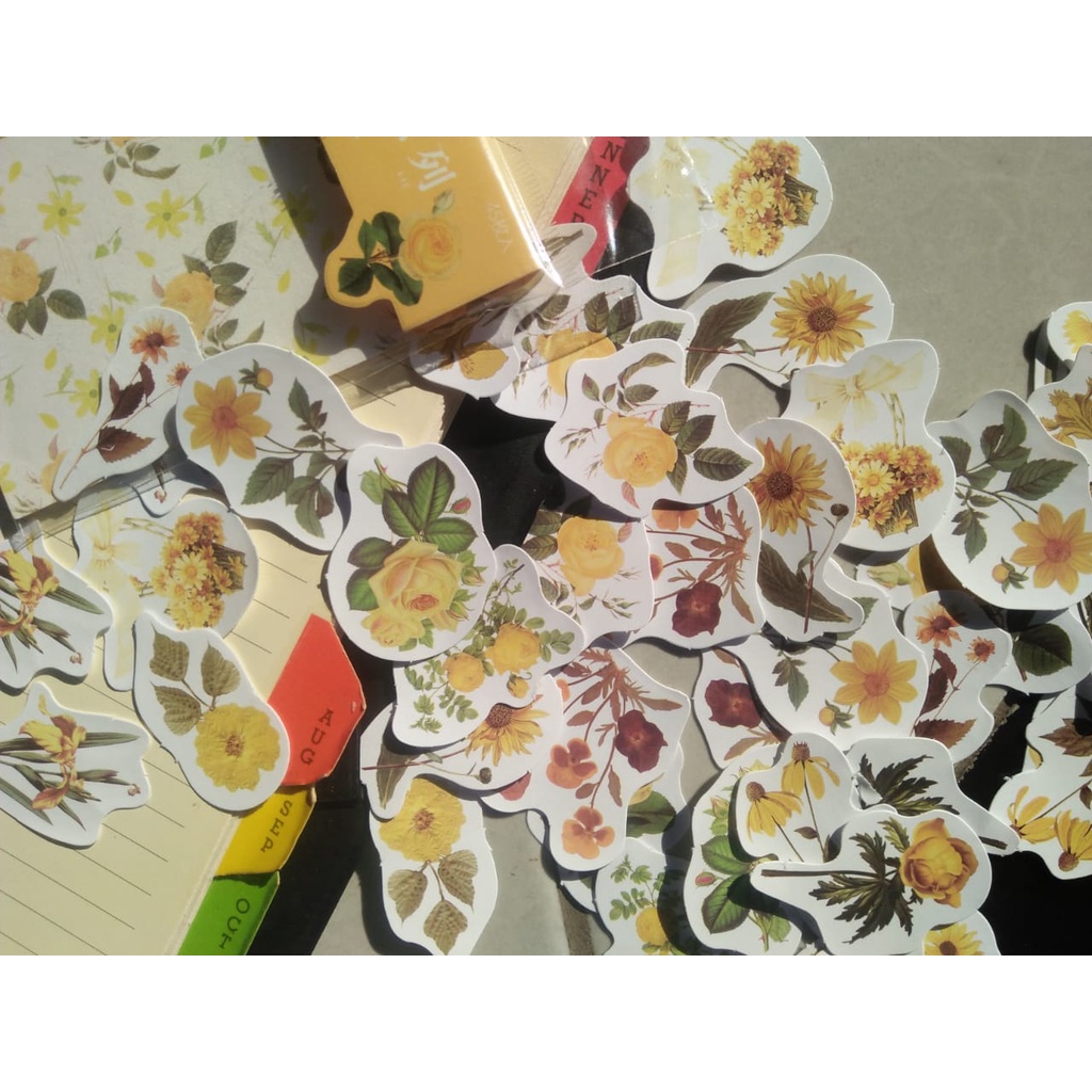

5 Pcs Stiker Flower Tumblr Vinly Yellow Stiker Journal