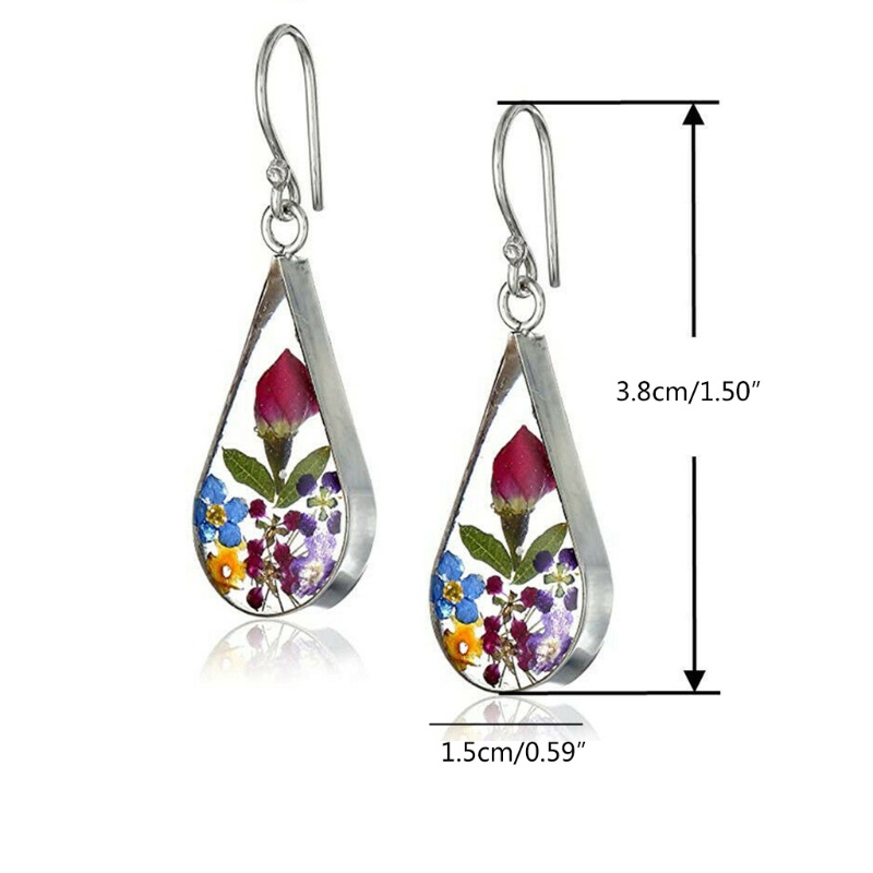 SIY  Women Red Pressed Rose Flower Drop Earrings Women Natural Rose Flower Teardrop Dangle Resin Earrings Fashion Jewelry