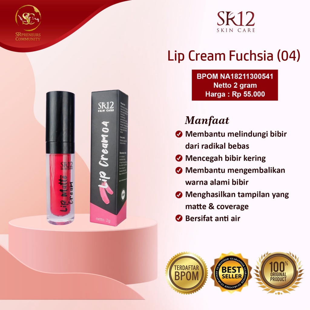 LIP MATTE SR12 / LIP CREAM SR12 / LIPSTIK TAHAN LAMA / LIPSTIK TAHAN AIR / LIPSTIK RINGAN DI BIBIR /