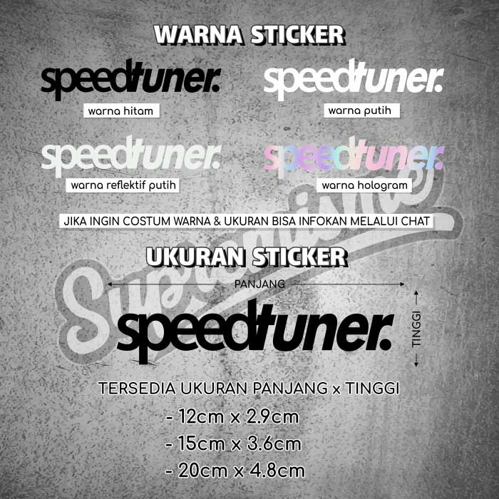 Stiker Speed Tuner / Sticker Speedtuner Mobil / Stiker Mobil Speedtuner / Sticker Kaca Speed Tuner Glossy Waterproof / Sticker Hologram Speedtuner