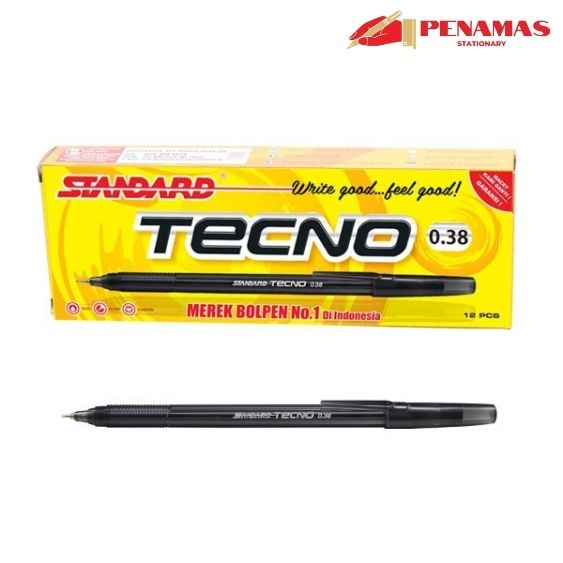 

[PENAMAS] BALLPOINT / PENA / PULPEN STANDARD TECNO HITAM / 1PACK (12PCS)