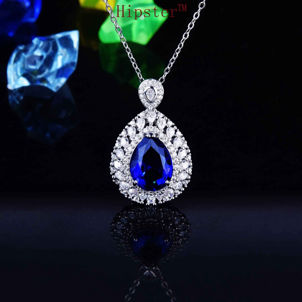 Exquisite Set Natural Sapphire Pendant Open Ring Earrings