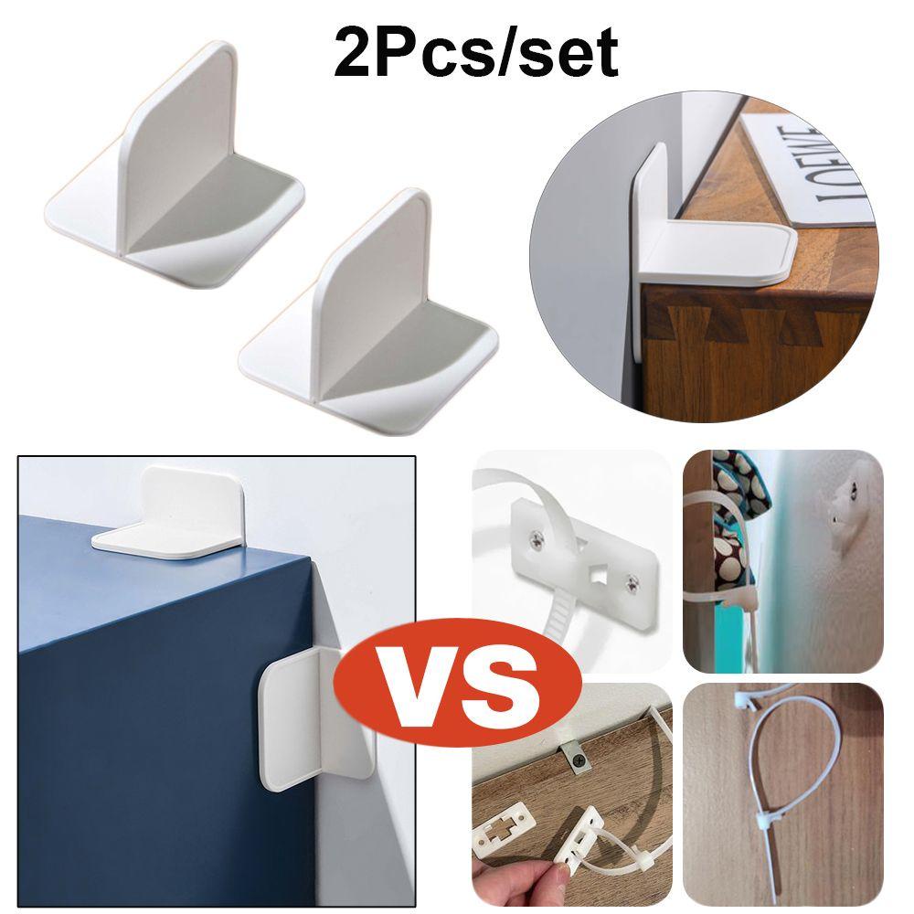 Suyo 2pcs/set Anti-Tumpuk Klip Tetap Nyaman Anak-Anak Keselamatan Perawatan Bayi Self-Adhesive Kabinet Lock