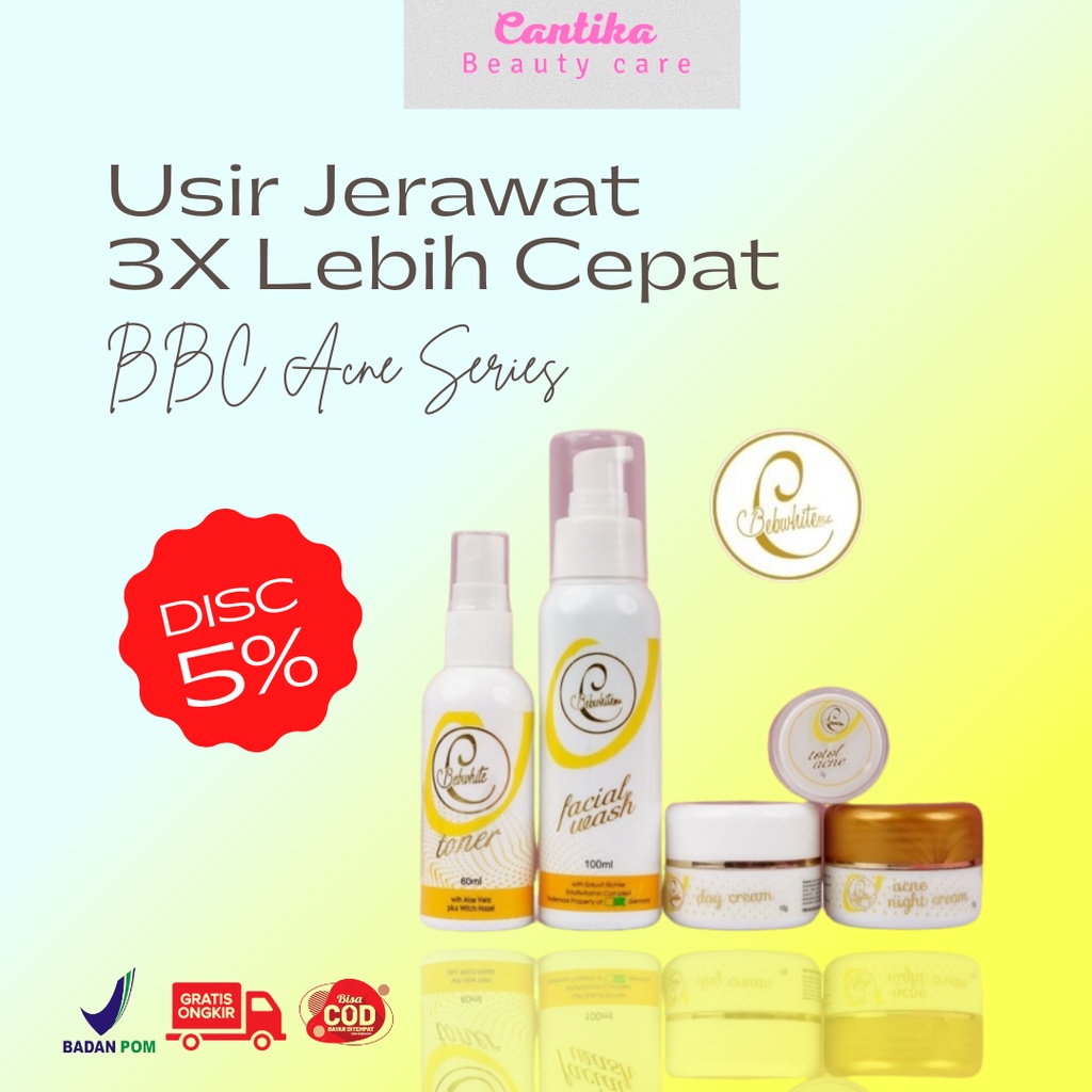 Paket Skincare Bebwhite C Acne Series Formula Baru Krim Pemutih Wajah BBC BPOM Original Cream Perawa