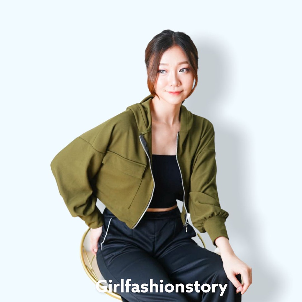 BEFAST - ZFS OOTD Wanita Jaket TEGUH / BEATRIX OVERSIZE CROP JACKET / Jaket Crop / Jaket Resleting / Jaket Polos / Jaket Atasan Remaja Kekinian / Jaket Ala Korean Terbaru 2022