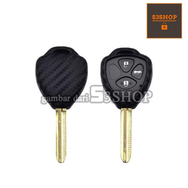 Sarung Kunci Silicon Rubber Case Fiber Carbon Toyota Key Yaris Avanza Vios Altis