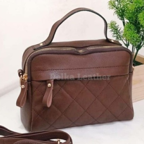 Tas Kulit Sapi Asli DL720 Wanita/ Tas Papirut Asli Kulit Sapi Garut/ Tas Selempang Kulit Sapi Asli 1
