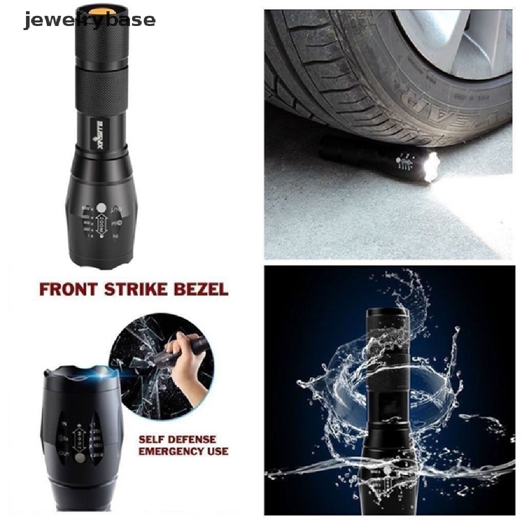 (jewelrybase) T6 Lampu Senter LED Tactical Military 980000Lm Lampu Led 5 Mode Tanpa Baterai Dapat Dizoom