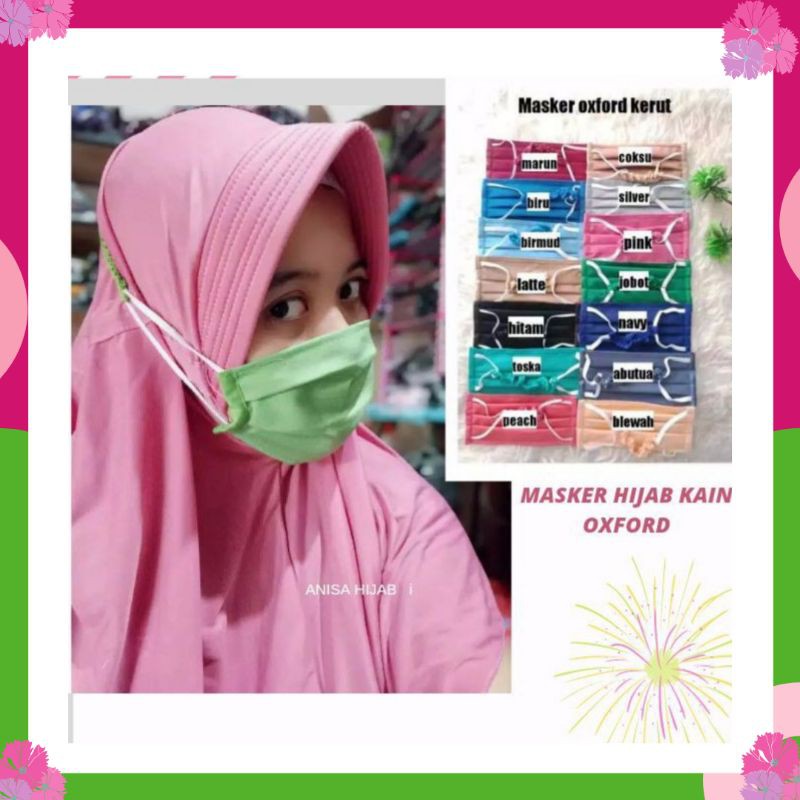 MASKER •• MASKER HIJAB TALI KAIN OXFORD/ MASKER HIJAB TALI KARET