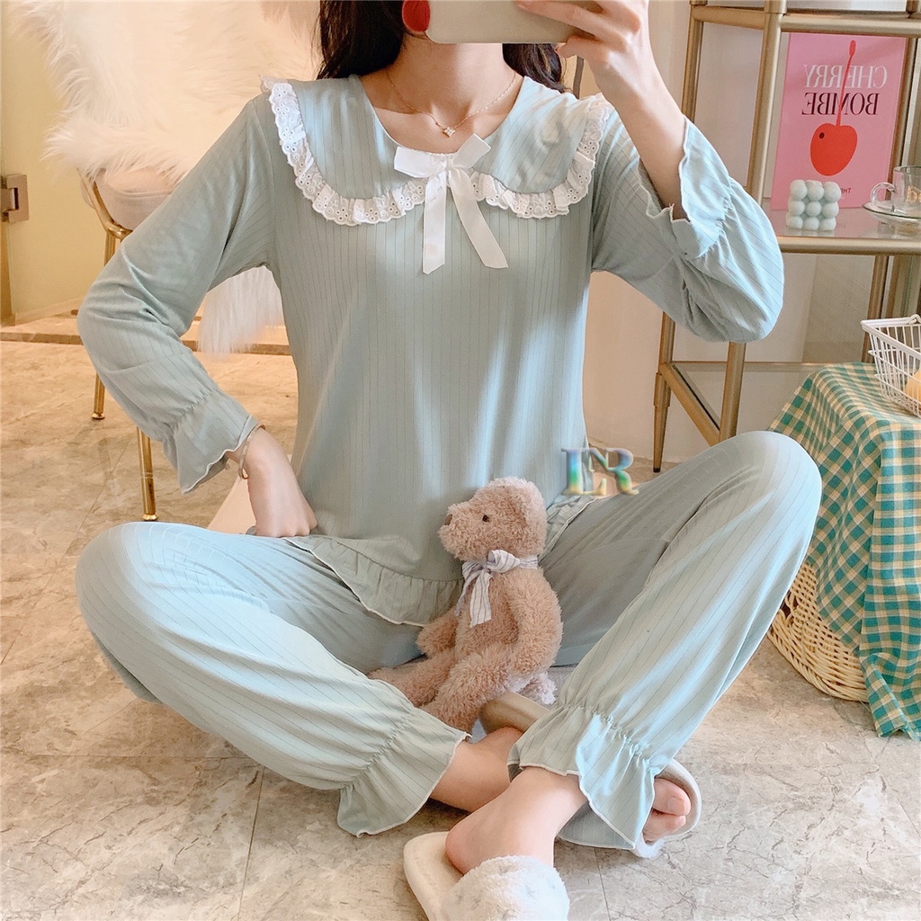 BAJU TIDUR PIYAMA SET WANITA DEWASA IMPORT QUALITY SIZE M L XL XXL LENGAN PANJANG MUSIM DINGIN