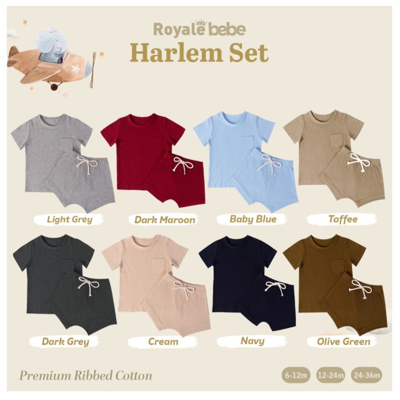 Royale Bebe Harlem Set Setelan Pendek Fashion 6m - 36m CBKS