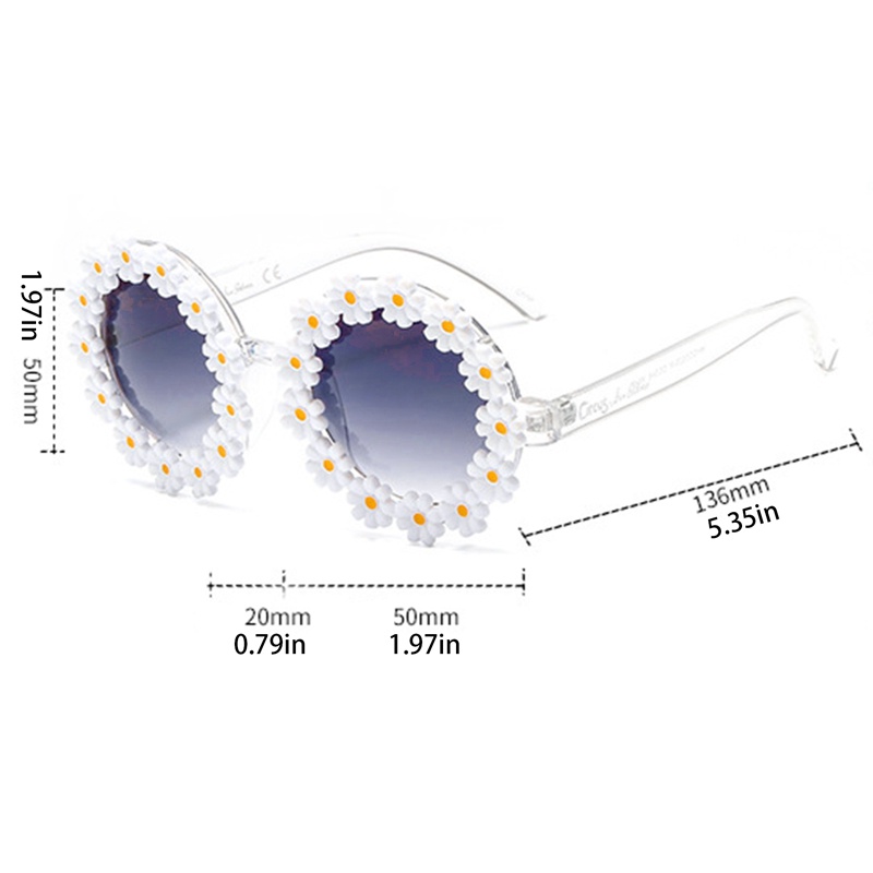Kacamata Hitam Anak Perempuan Anti UV Bentuk Bunga Aster Bulat Warna Permen Untuk Outdoor