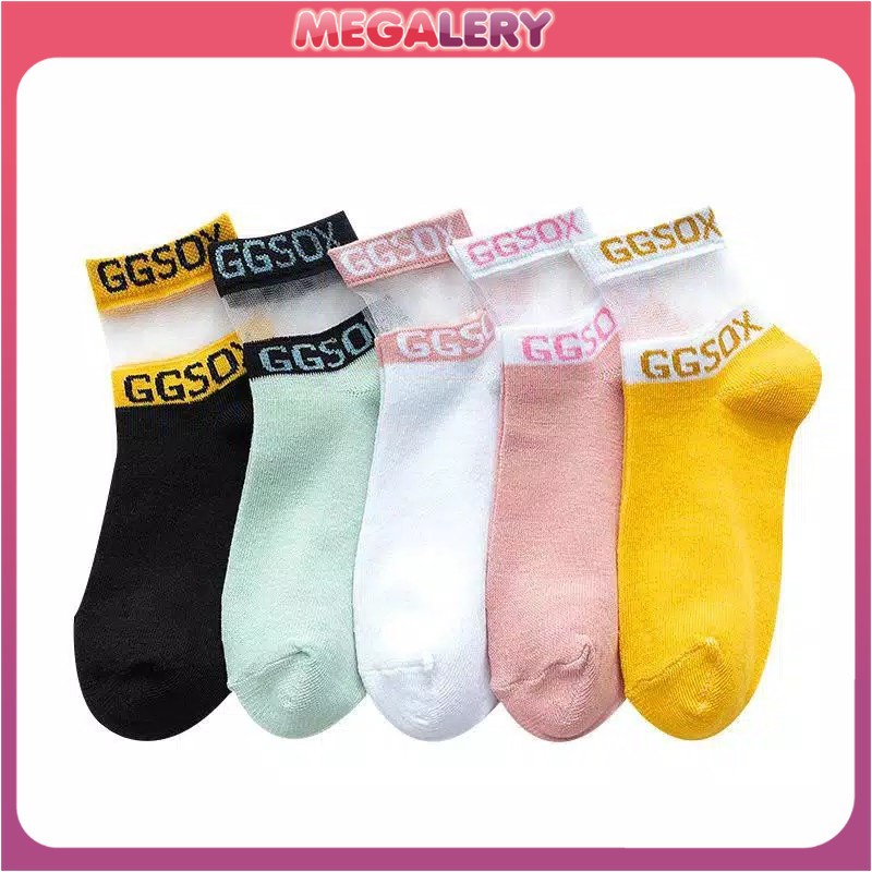 KAOS KAKI PENDEK TRANSPARAN WANITA MOTIF GGSOX KAUS KAKI PENDEK WANITA IMPORT COD