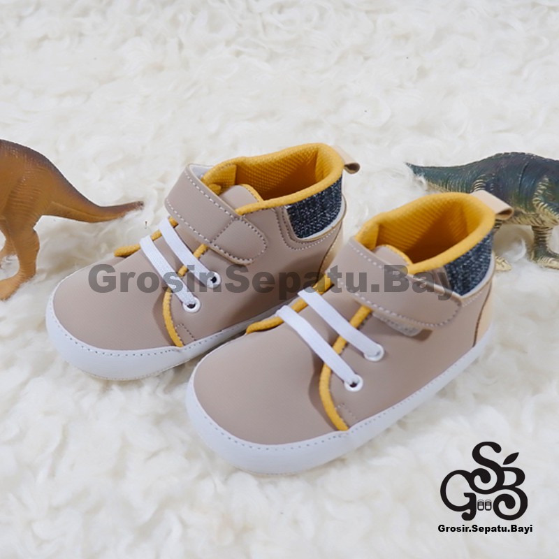 sepatu bayi baby shoes prewalker laki laki perempuan umur 2 - 14 bulan model Basket Case Abu