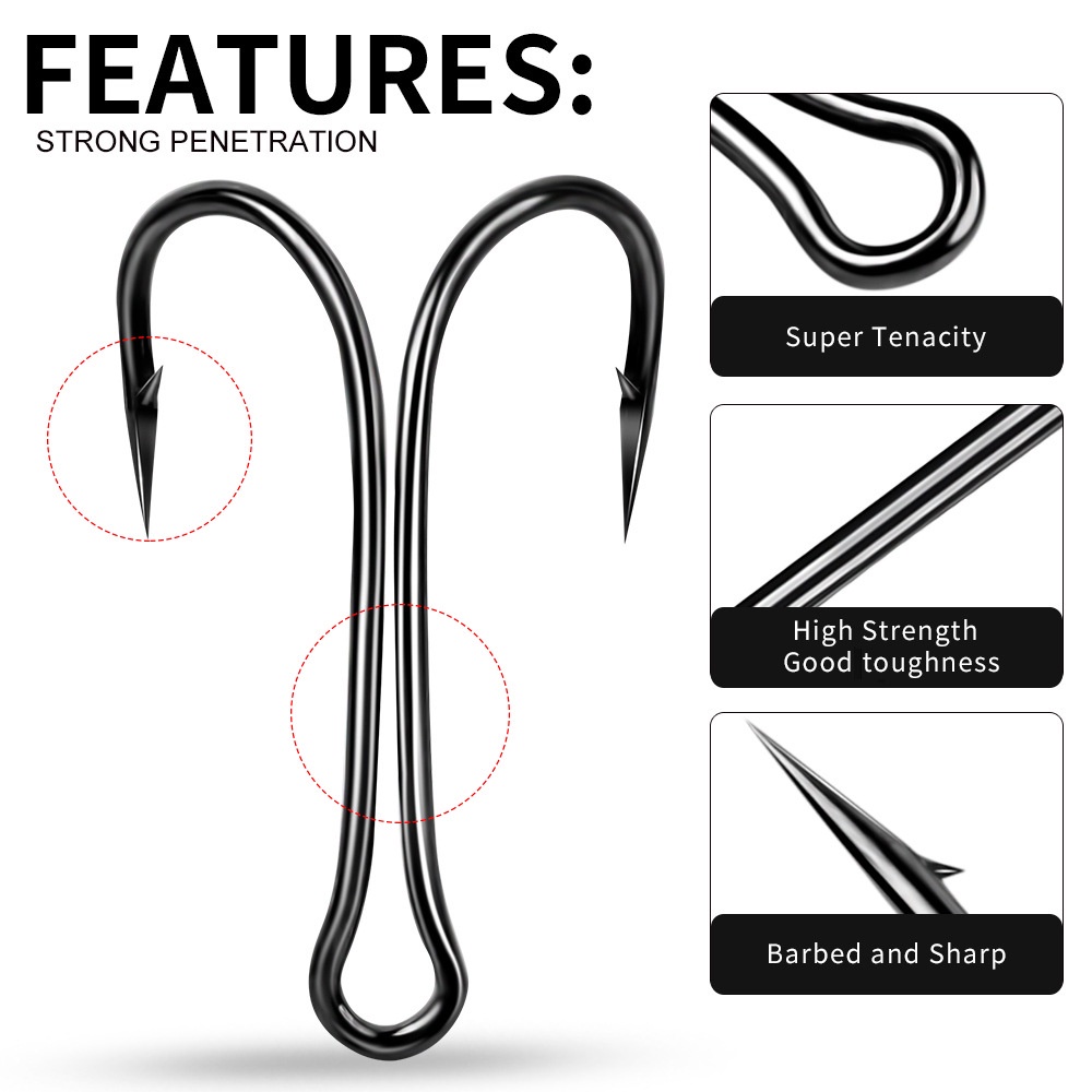 High Carbon Steel Fishing Hook Double Hook Fish Bait Lures Butterfly Hook Two Anchor Hook thunder Frog Hook