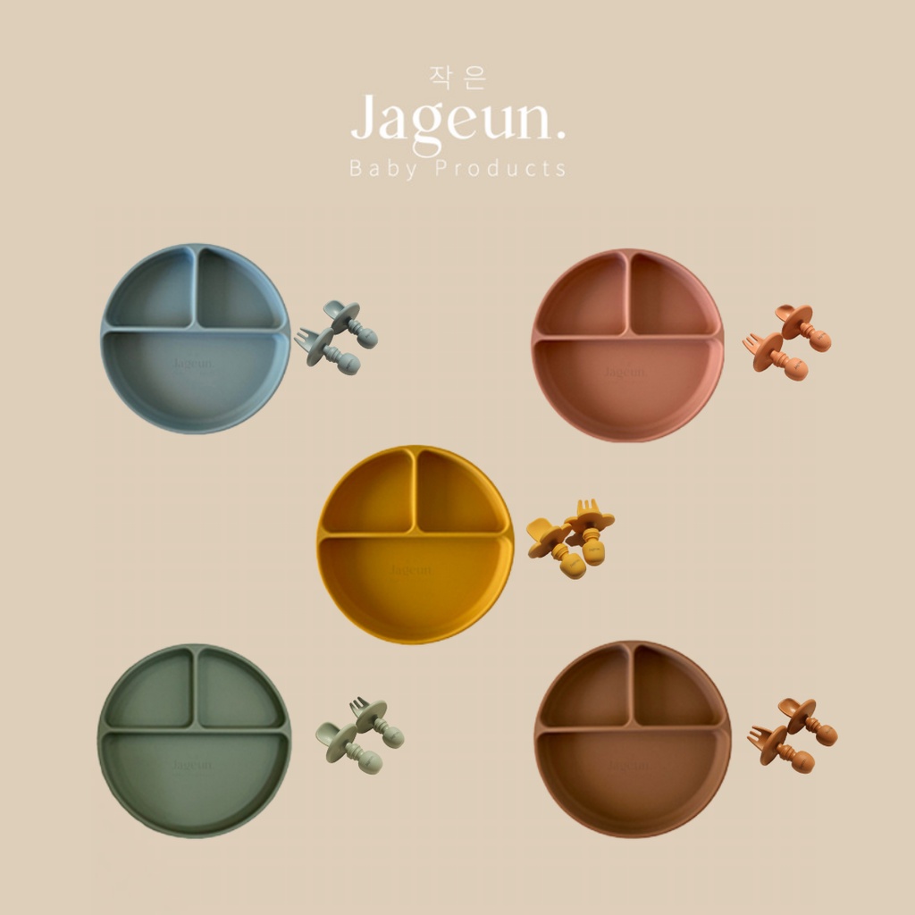 Jageun Premium Set Makan Cantik  GIFT SET | Silicone Suction Plate,Silicone Training Spoon &amp; Fork