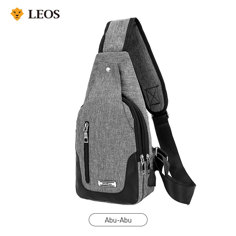 

LEOS [Free Kabel USB] Tas selempang / slempang / Slingbag pria fashionable Tas bahu + Port USB