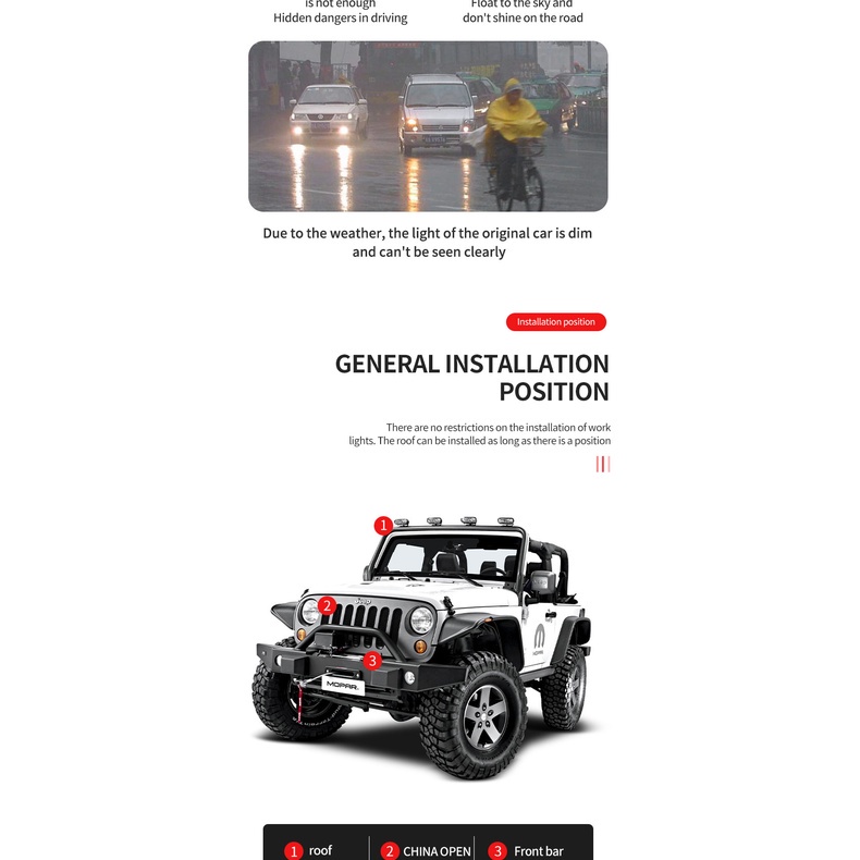 Lampu Depan LED Eksternal Untuk Mobil jeep off road