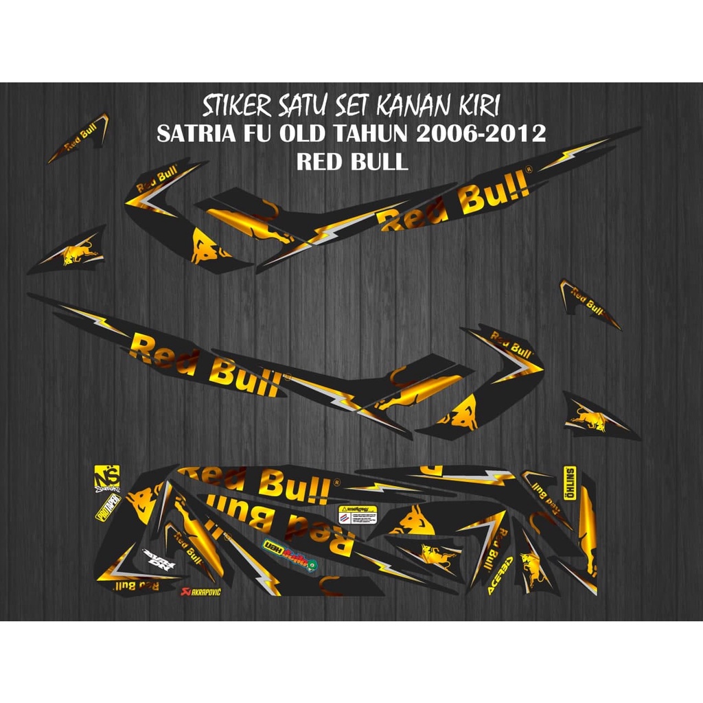 STIKER STRIPING VARIASI SUZUKI SATRIA FU BARONG MOTIF REDBULL