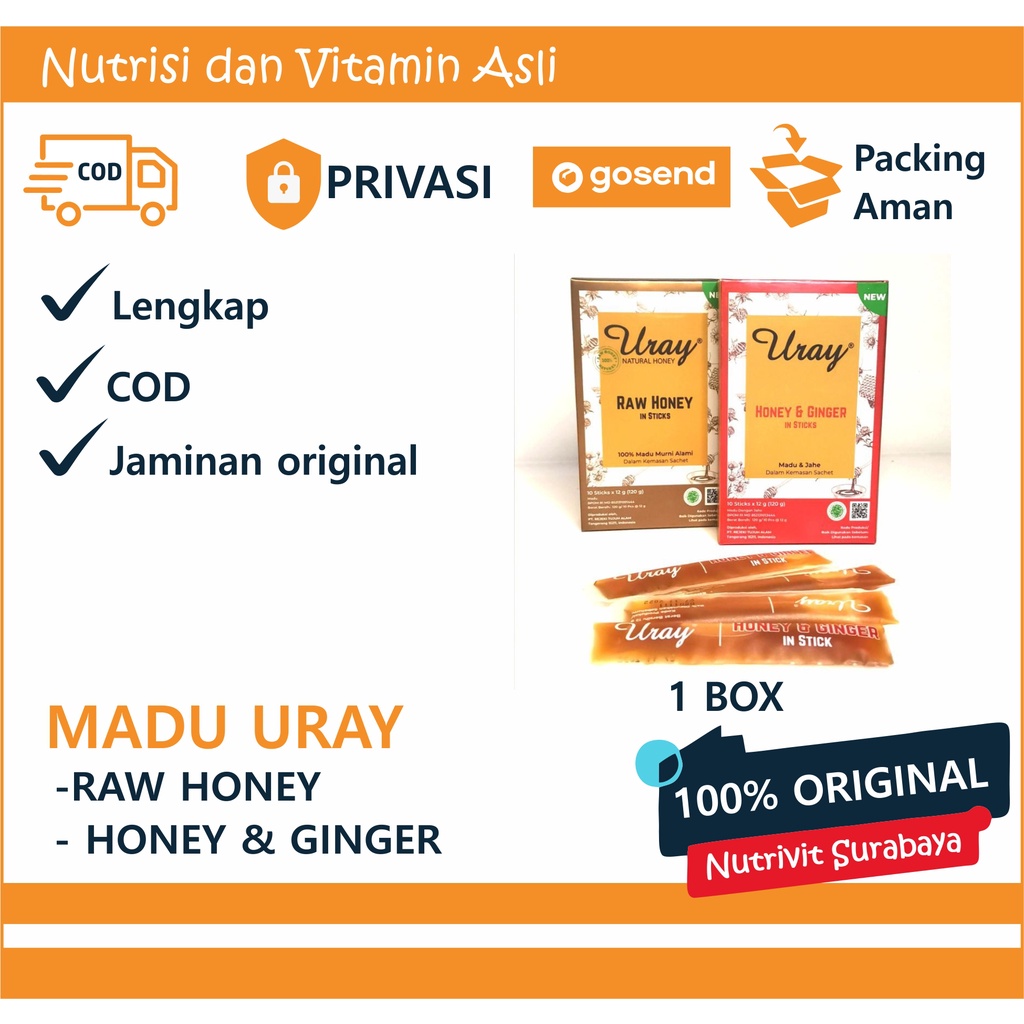 Madu Uray Stick 10 Sachets raw honey / ginger