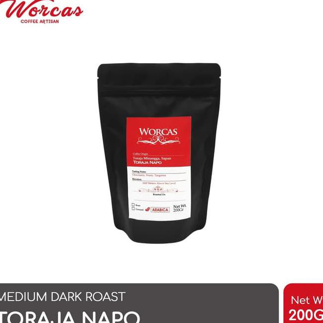 

7wvq kopi arabica toraja napo 200 gram (biji/bubuk) | worcas coffee - kopi biji x185