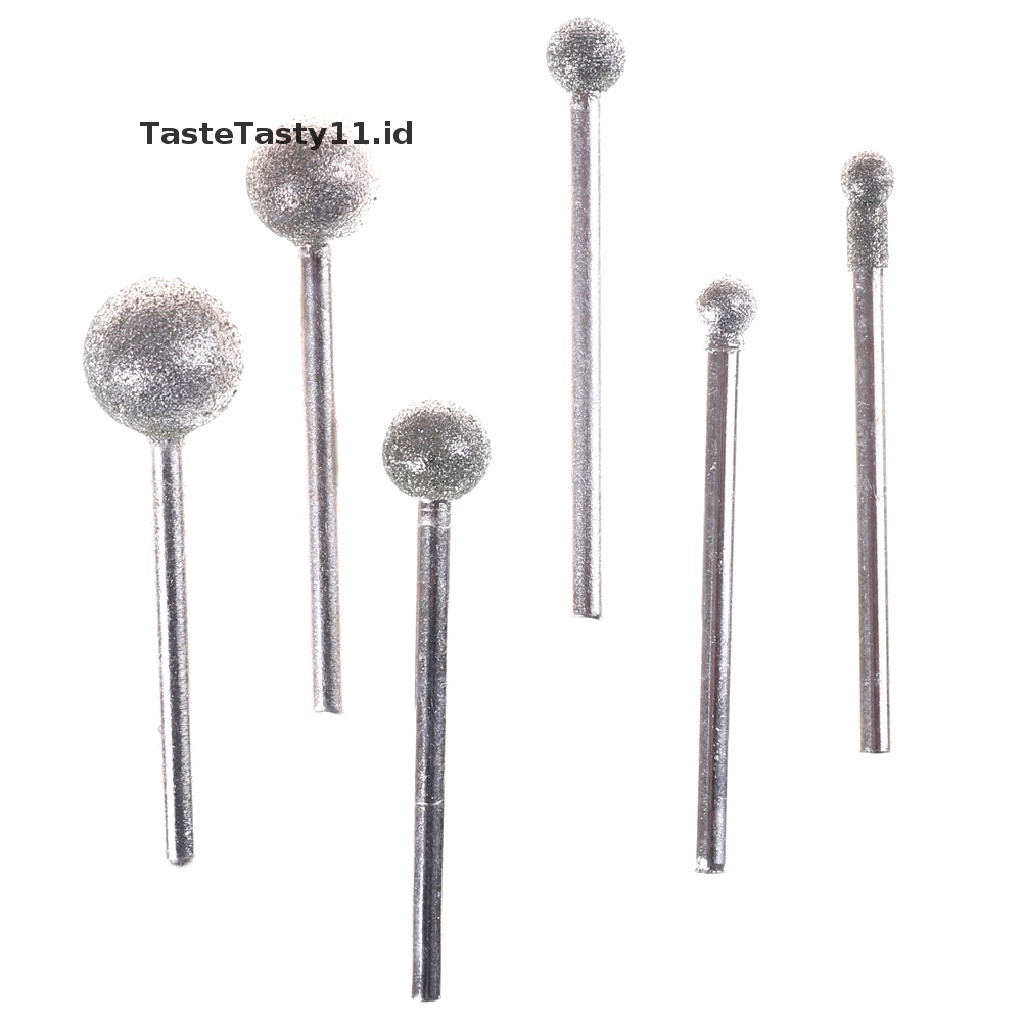 Tastetasty 6pcs Roda Gerinda Diamond Bulat 3mm Untuk Alat Rotary