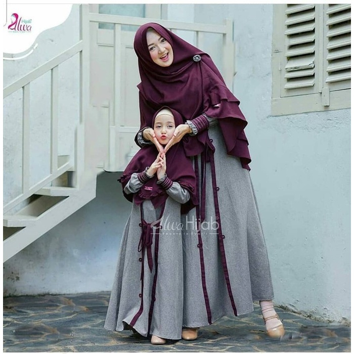 Set-Family-Muslim-Busana- Baju Gamis Syar'I Couple Ibu Dan Anak/Baju Muslim Gamis/Baju Ibu Anak -